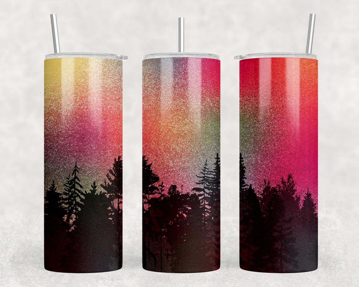 Northern Lights - 20 oz Steel Skinny Tumbler - Optional Blue Tooth Speaker - Speaker Color will Vary by Rowdy Ridge Co