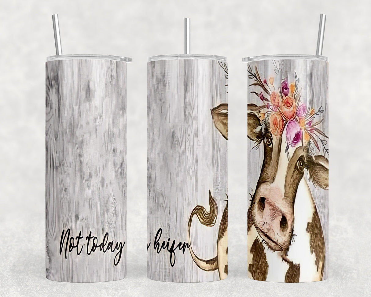 Not Today Heifer - 20 oz Steel Skinny Tumbler - Optional Blue Tooth Speaker - Speaker Color will Vary by Rowdy Ridge Co