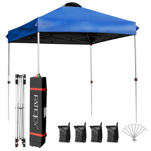 6.6  x 6.6 Feet Outdoor Pop Up Camping Canopy Tent with Roller Bag-Blue