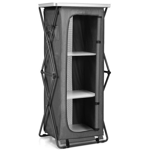 Folding Camping Storage Cabinet with 3 Shelves and Carry Bag-XL