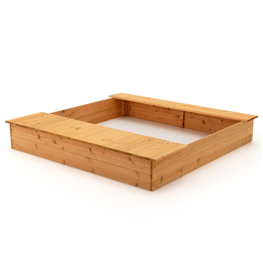 Kids Wooden Sandbox with Bench Seats and Storage Boxes