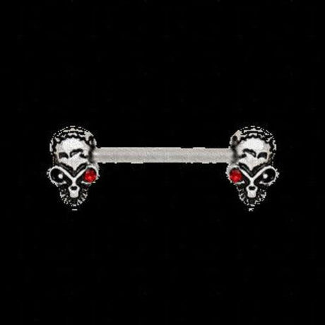 316L Stainless Steel Red Eye Alien Skull Nipple Bar by Fashion Hut Jewelry - Vysn