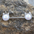 316L Surgical Steel Pearl White Cat Nipple Bar by Fashion Hut Jewelry - Vysn