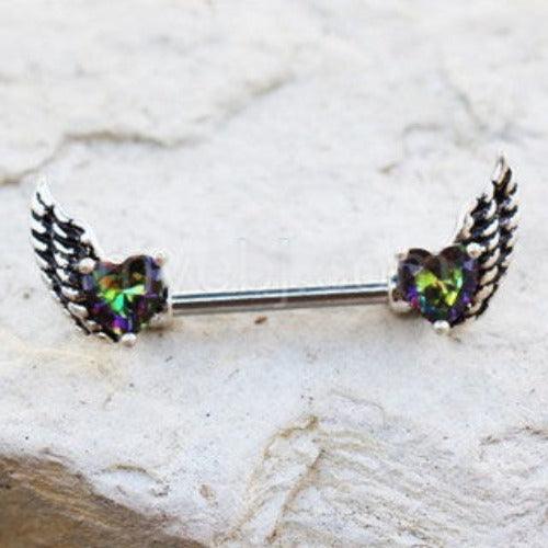 316L Surgical Steel Gothic Winged Heart Nipple Bar by Fashion Hut Jewelry - Vysn