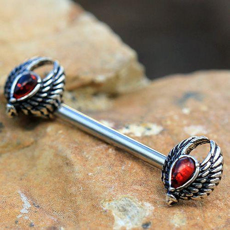 316L Stainless Steel Winged Blood Drop Nipple Bar by Fashion Hut Jewelry - Vysn