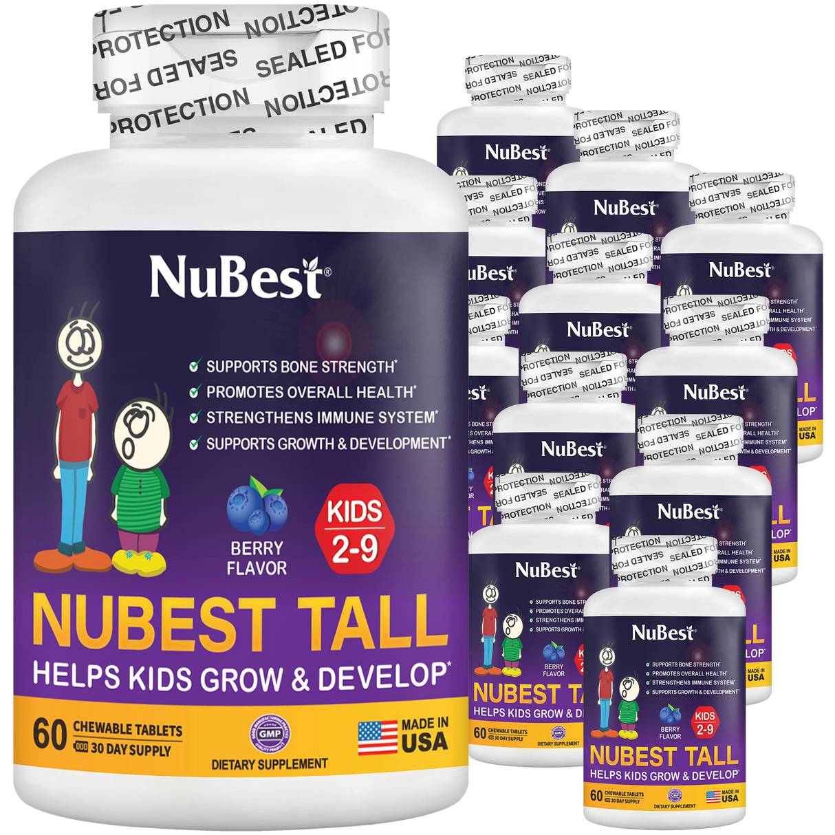 NuBest Tall Kids, Multivitamins, Berry Flavor, Ages 2-9, 60 Chewables by NuBest Nutrition®