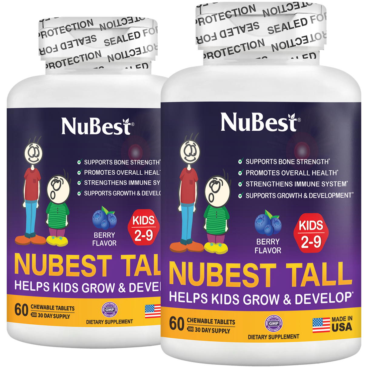 NuBest Tall Kids, Multivitamins, Berry Flavor, Ages 2-9, 60 Chewables by NuBest Nutrition®