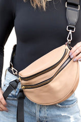 Double Zip Half Moon Sling Bag by Embellish Your Life