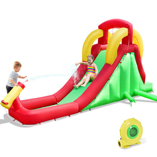 Inflatable Water Slide Bounce House with Climbing Wall Jumper and 480W Blower