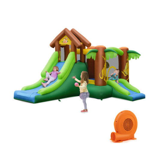 Kids Inflatable Jungle Bounce House Castle with 680W Blower