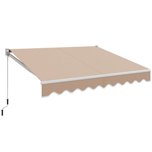 10 x 8.2 Feet Retractable Awning with Easy Opening Manual Crank Handle-Beige