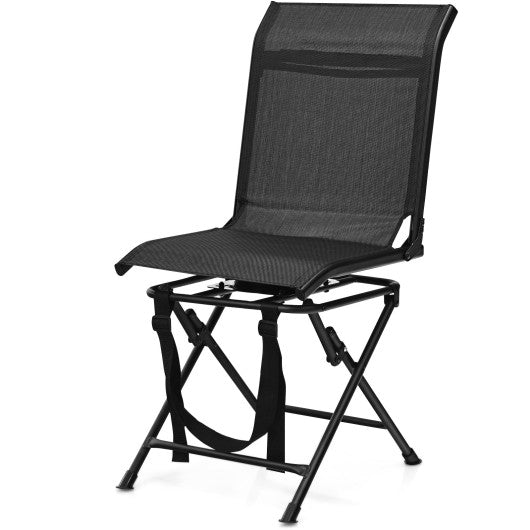 All weather Outdoor Foldable 360 Degree Swivel Chair with Iron Frame-Black