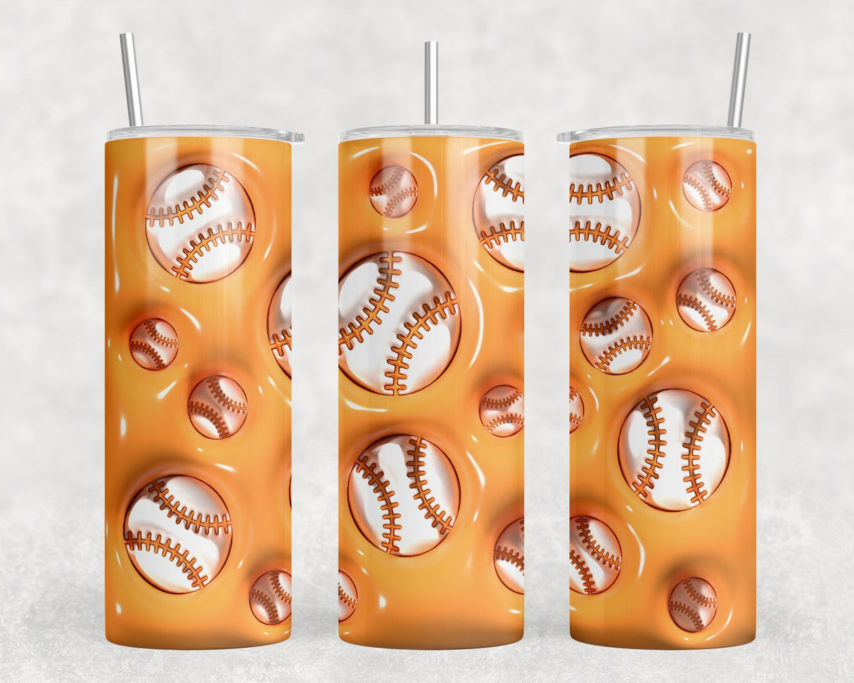 Orange Baseball - 20 oz Steel Skinny Tumbler - Optional Blue Tooth Speaker - Speaker Color will Vary by Rowdy Ridge Co