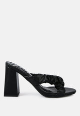 page 3 scrunchie strap block sandals by London Rag