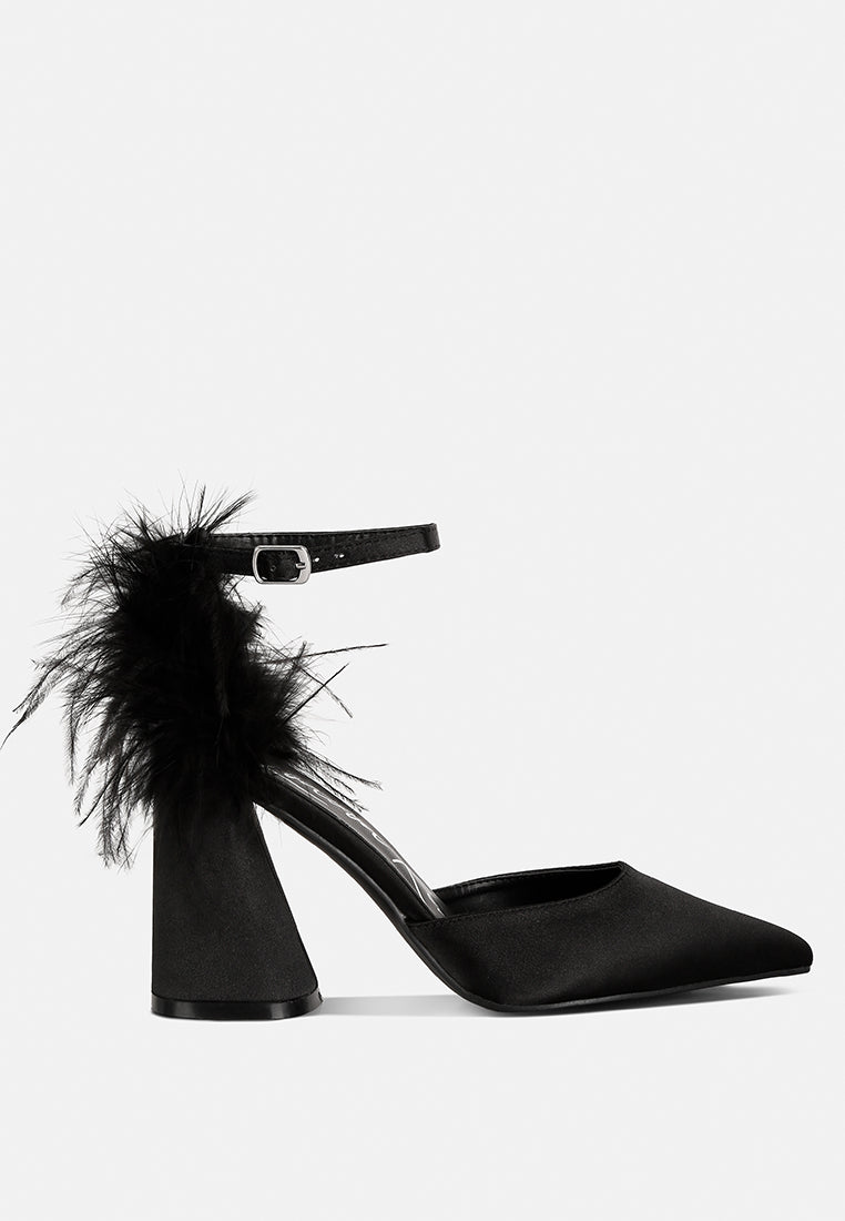 palmetta fur detail block heel sandals by London Rag