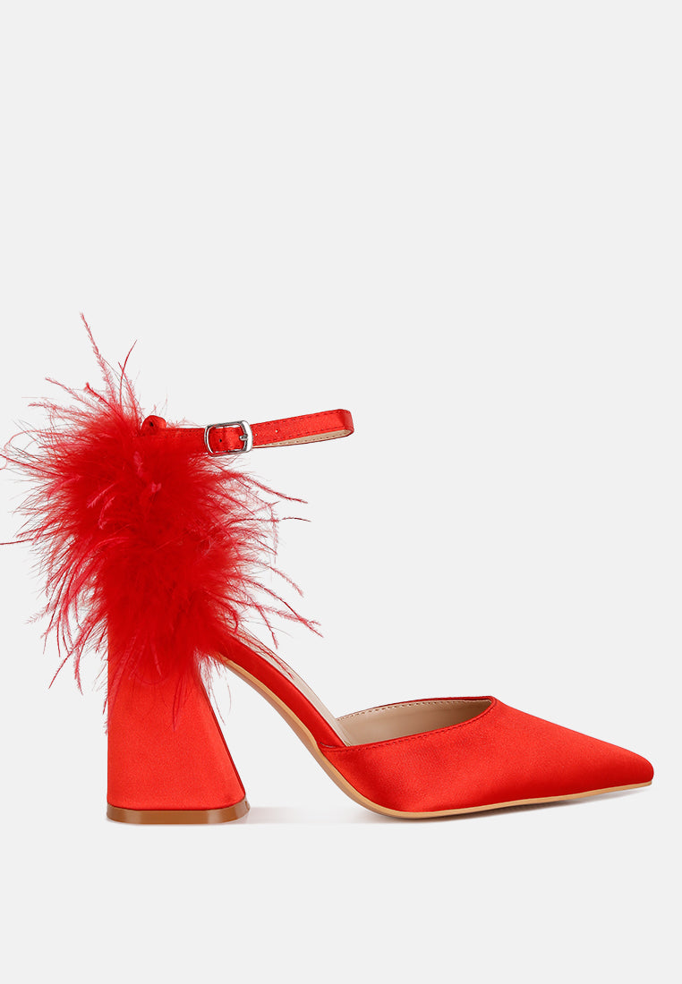 palmetta fur detail block heel sandals by London Rag