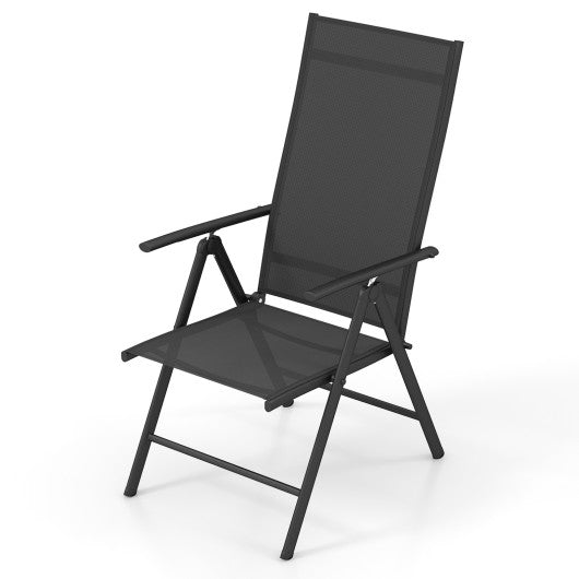 1 Piece Patio Folding Dining Chairs with 7-Level Adjustable High Backrest-Black