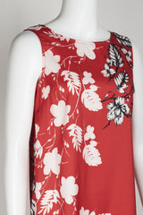 Premise Boat Neck Sleeveless Floral Print High Low Hem Charmeuse Dress by Curated Brands