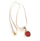 Silver Plated 'January Birthstone' Garnet Colored Crystal Pendant Necklace by Liberty Charms USA