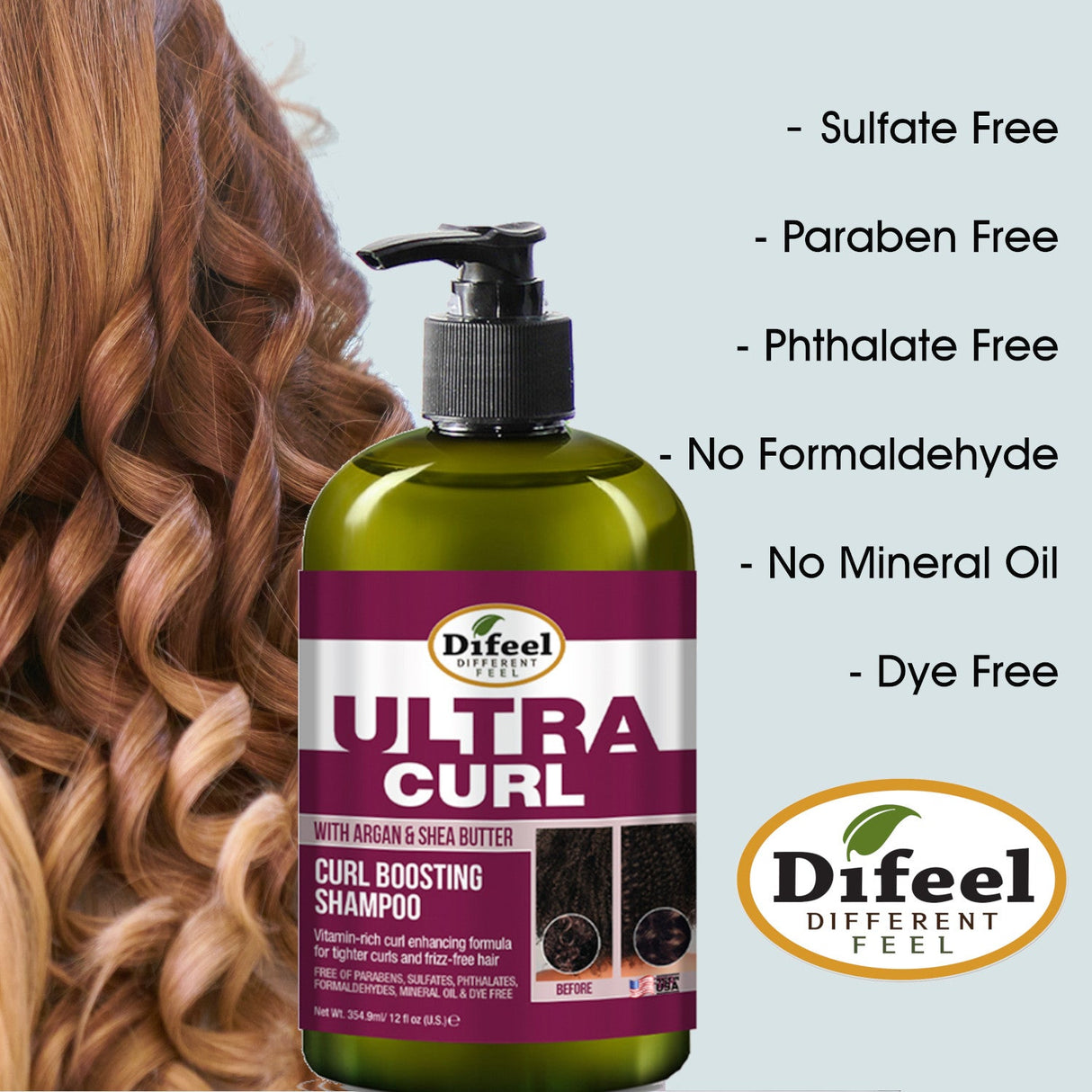 Difeel Ultra Curl with Argan & Shea Butter - Curl Boosting Shampoo 12 oz. by difeel - find your natural beauty