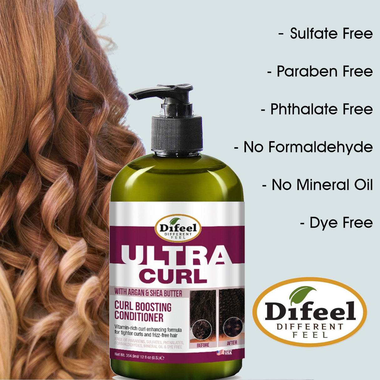 Difeel Ultra Curl with Argan & Shea Butter - Curl Boosting Conditioner 12 oz. by difeel - find your natural beauty