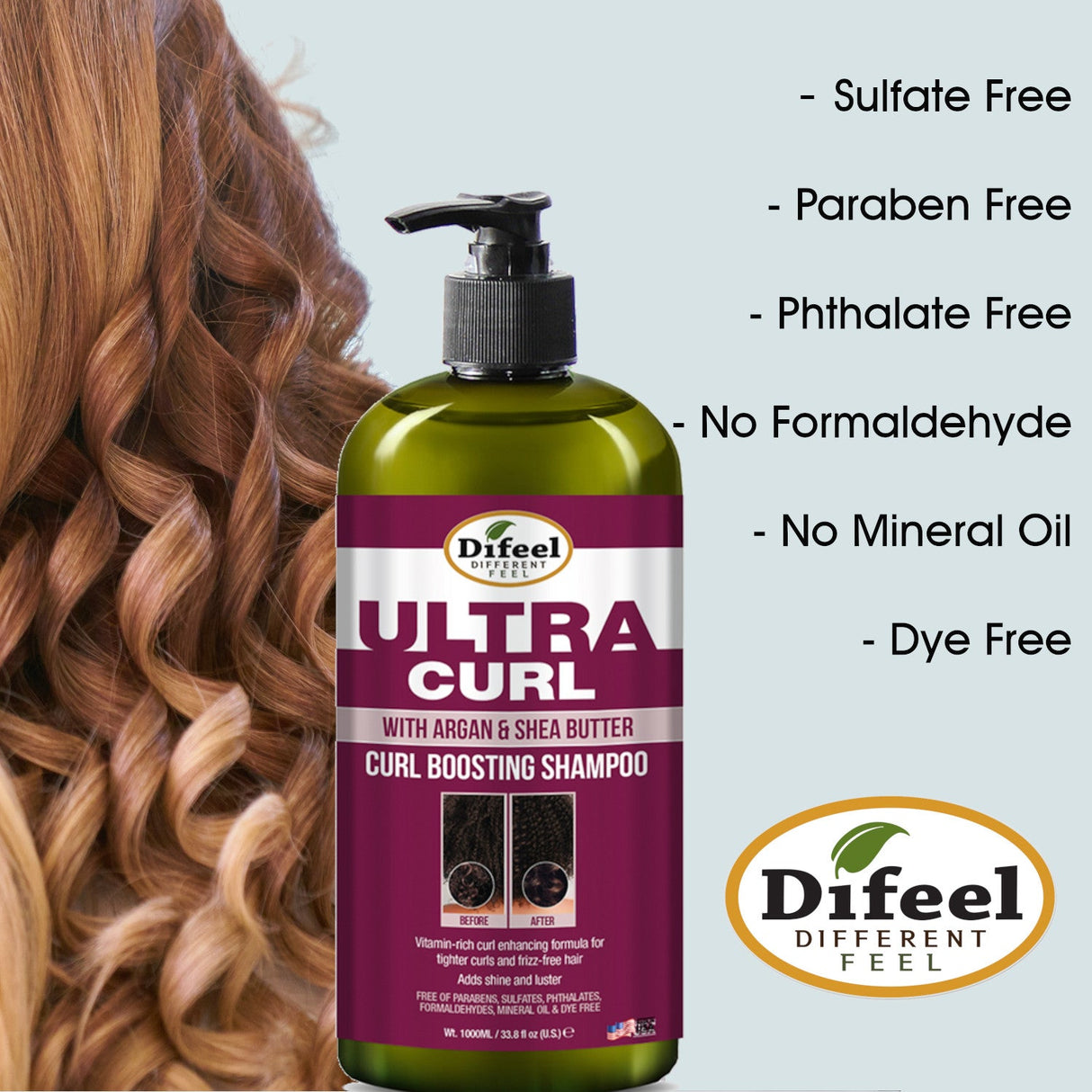 Difeel Ultra Curl with Argan & Shea Butter - Curl Boosting Shampoo 33.8 oz. by difeel - find your natural beauty