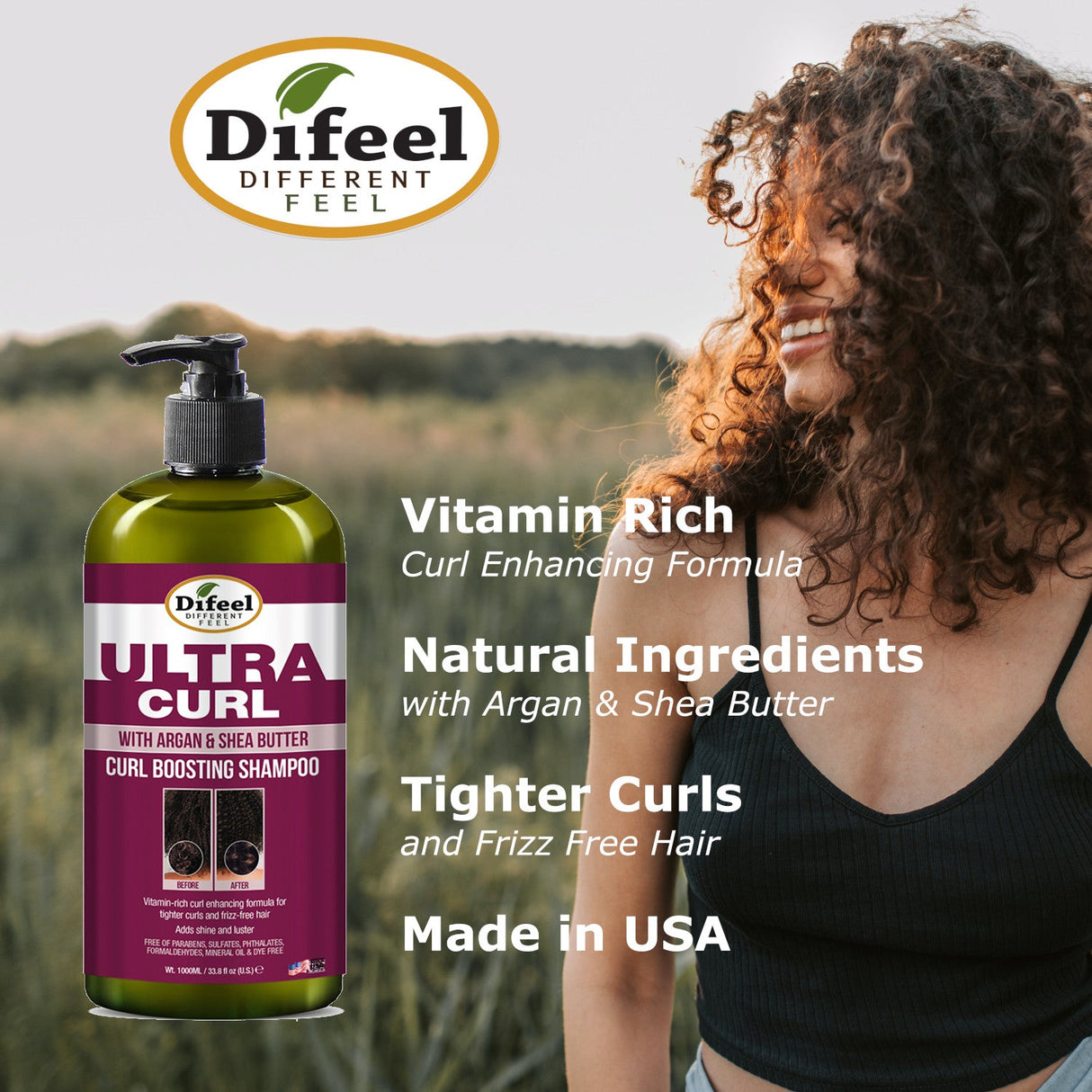 Difeel Ultra Curl with Argan & Shea Butter - Curl Boosting Shampoo 33.8 oz. by difeel - find your natural beauty