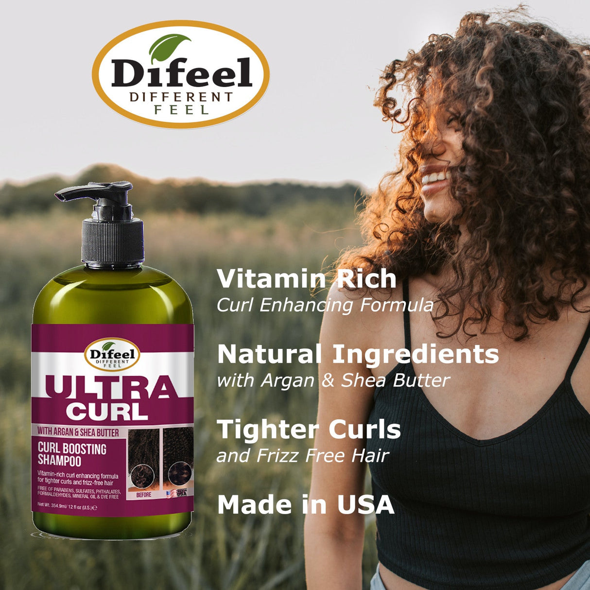 Difeel Ultra Curl with Argan & Shea Butter - Curl Boosting Conditioner 12 oz. by difeel - find your natural beauty