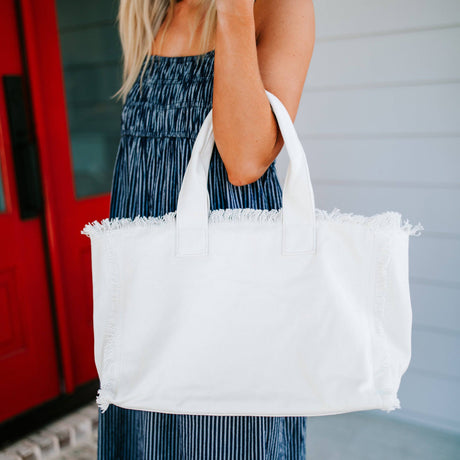 Presley Fray Canvas Tote by Threaded Pear