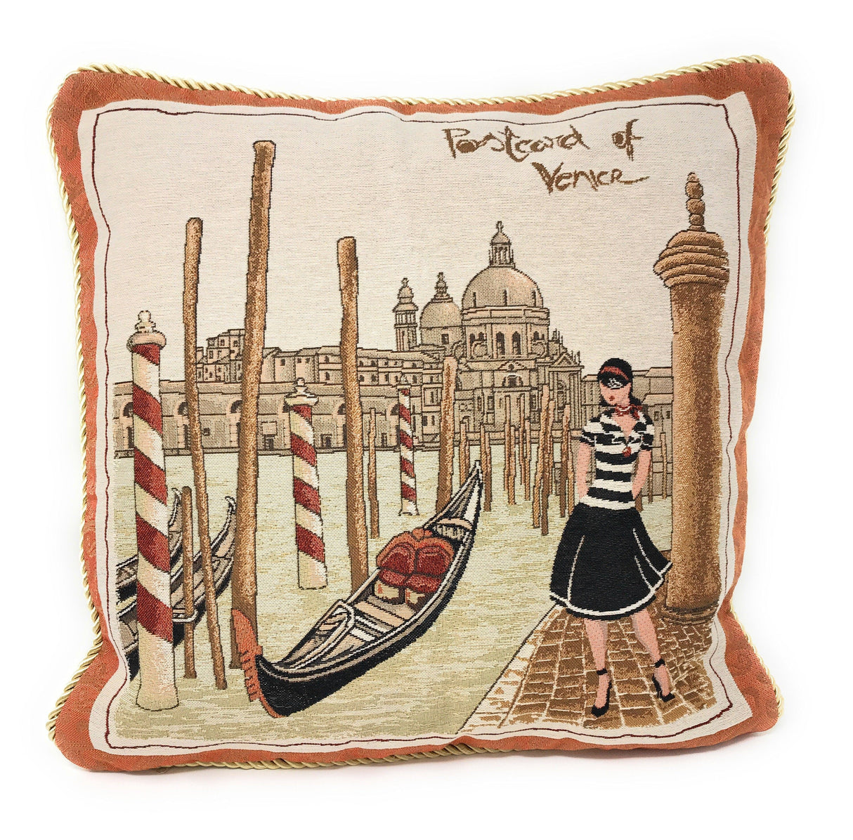 DaDa Bedding Set of 2-Pieces Postcard of Venice Tapestry Throw Pillow Covers w/ Inserts - 18" x 18" by DaDa Bedding Collection