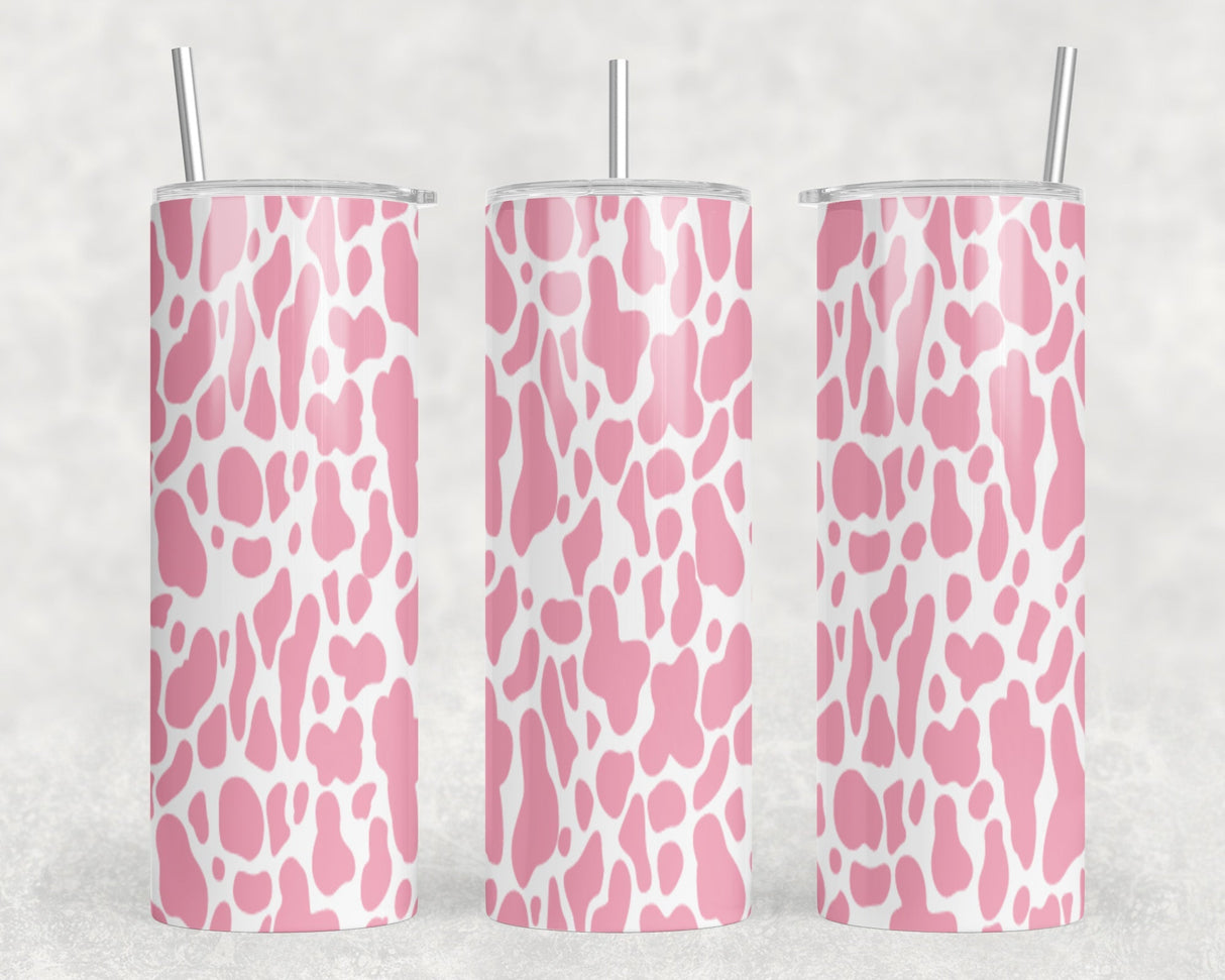 Pink Cow Print|Skinny Tumbler|Optional Bluetooth Speaker| Speaker Color Varies by Rowdy Ridge Co