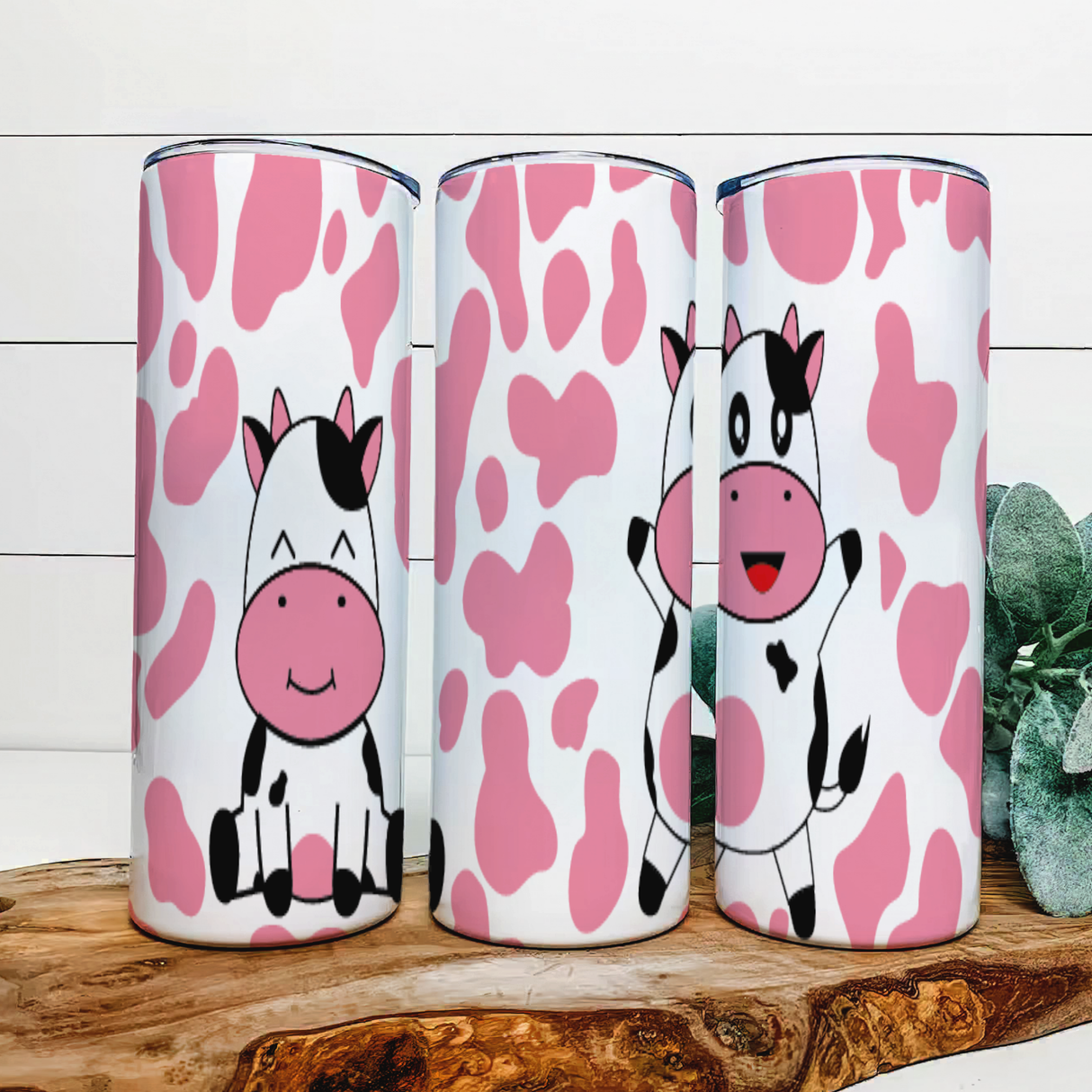 Pink Cows|Skinny Tumbler|Optional Bluetooth Speaker| Speaker Color Varies by Rowdy Ridge Co