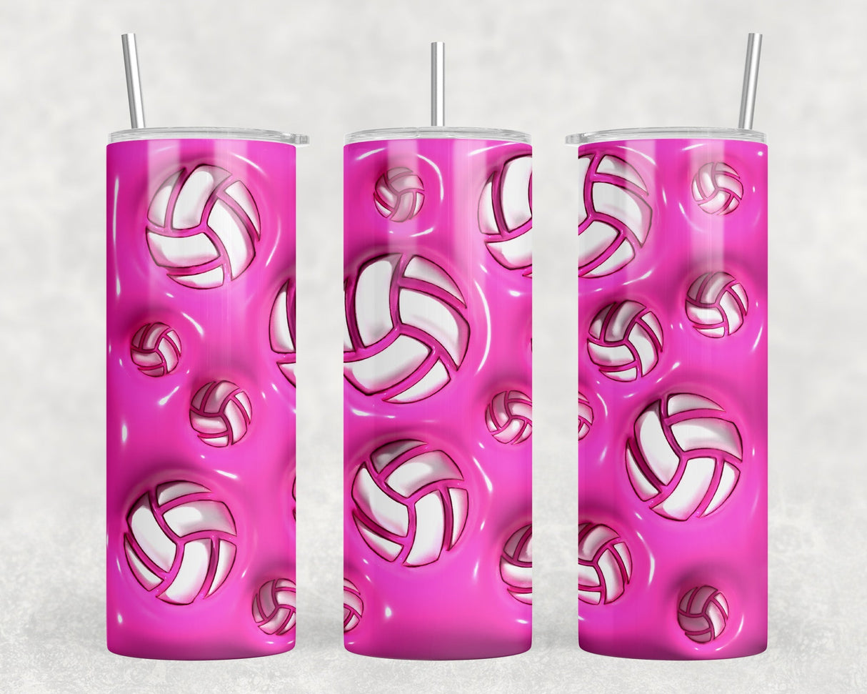 Pink Volleyball|Skinny Tumbler|Optional Bluetooth Speaker| Speaker Color Varies by Rowdy Ridge Co