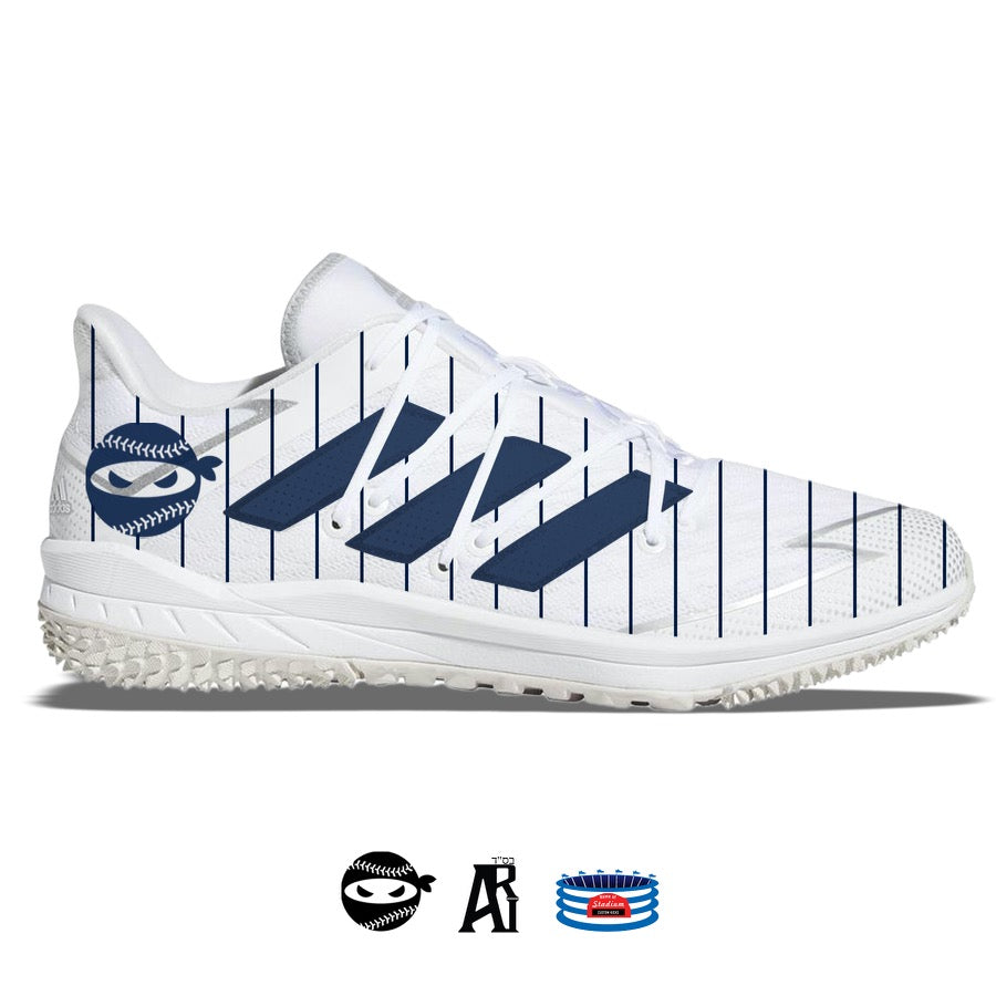 "Pitching Ninja- Pinstripes" Adidas Afterburner Turf Shoes by Stadium Custom Kicks