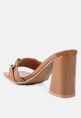 playdoll block heel sandal with metal chain detail by London Rag