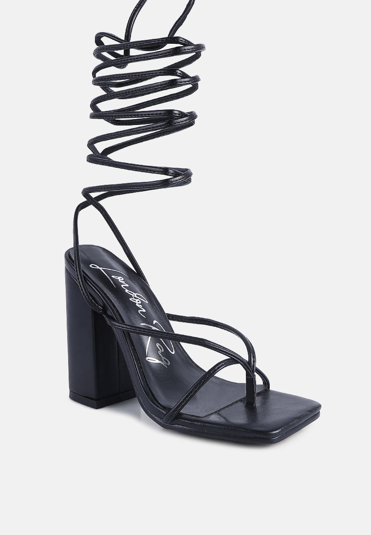 pole dance lace up block heel sandals by London Rag