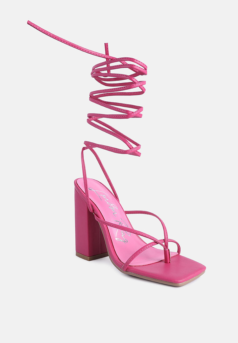 pole dance lace up block heel sandals by London Rag