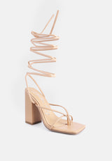 pole dance lace up block heel sandals by London Rag