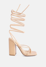 pole dance lace up block heel sandals by London Rag