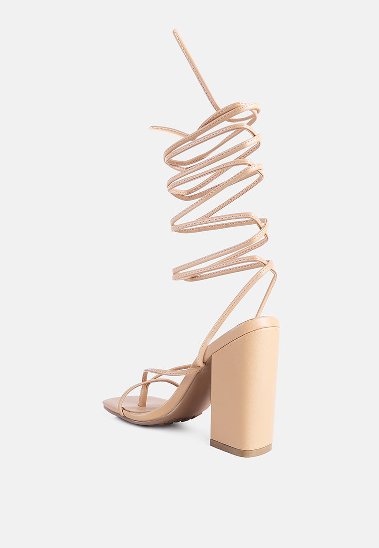 pole dance lace up block heel sandals by London Rag