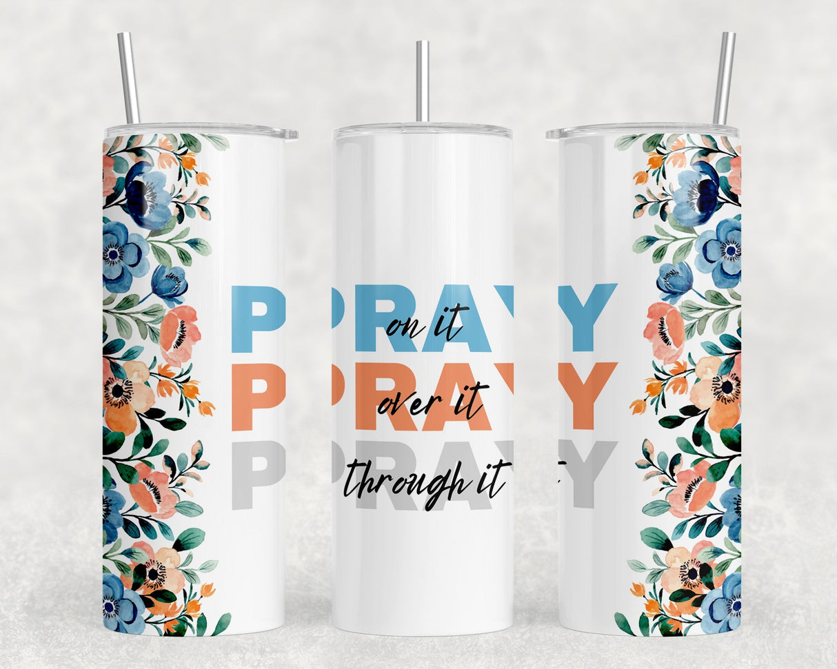 Pray - 20 oz Steel Skinny Tumbler - Optional Blue Tooth Speaker - Speaker Color will Vary by Rowdy Ridge Co