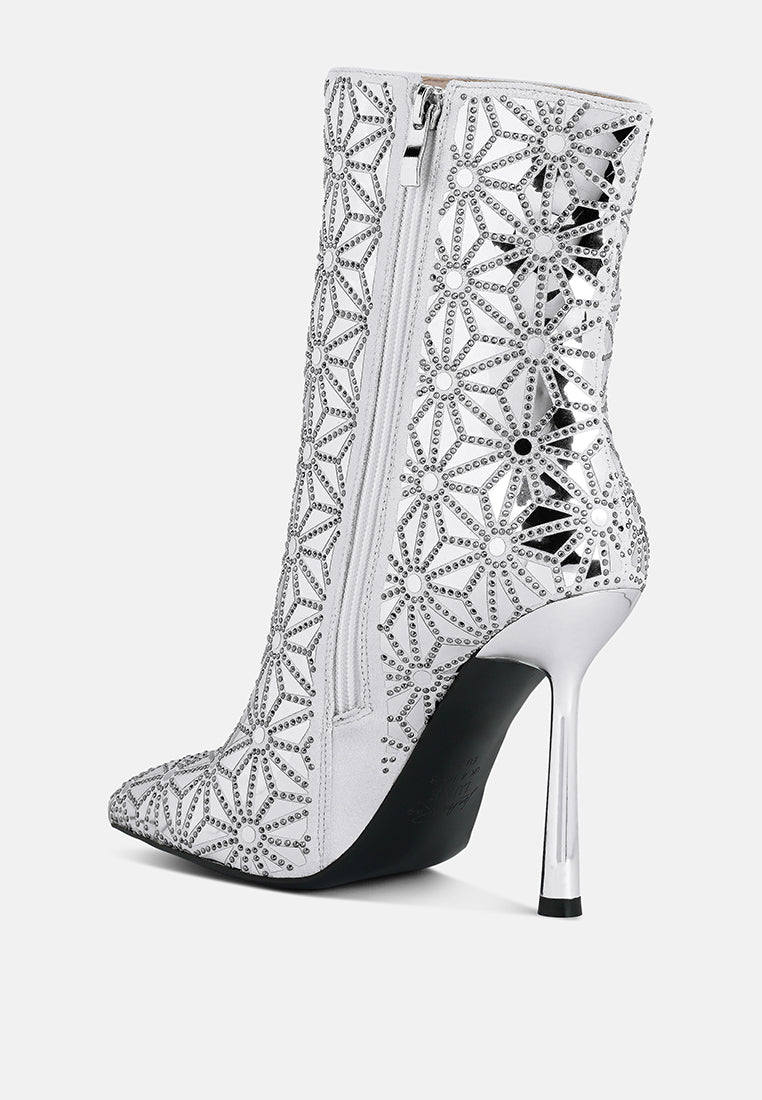 precious mirror embellished high ankle boots by London Rag