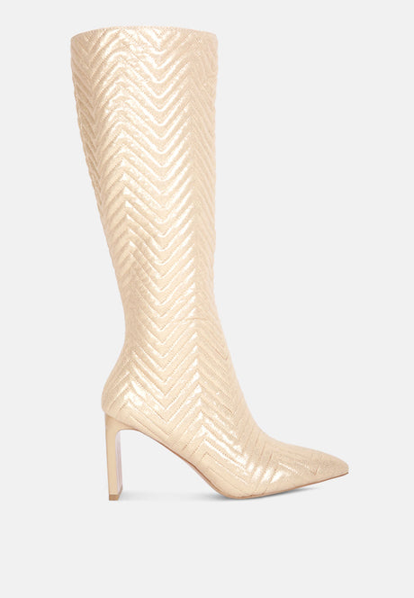 prinkles quilted italian block heel calf boots by London Rag