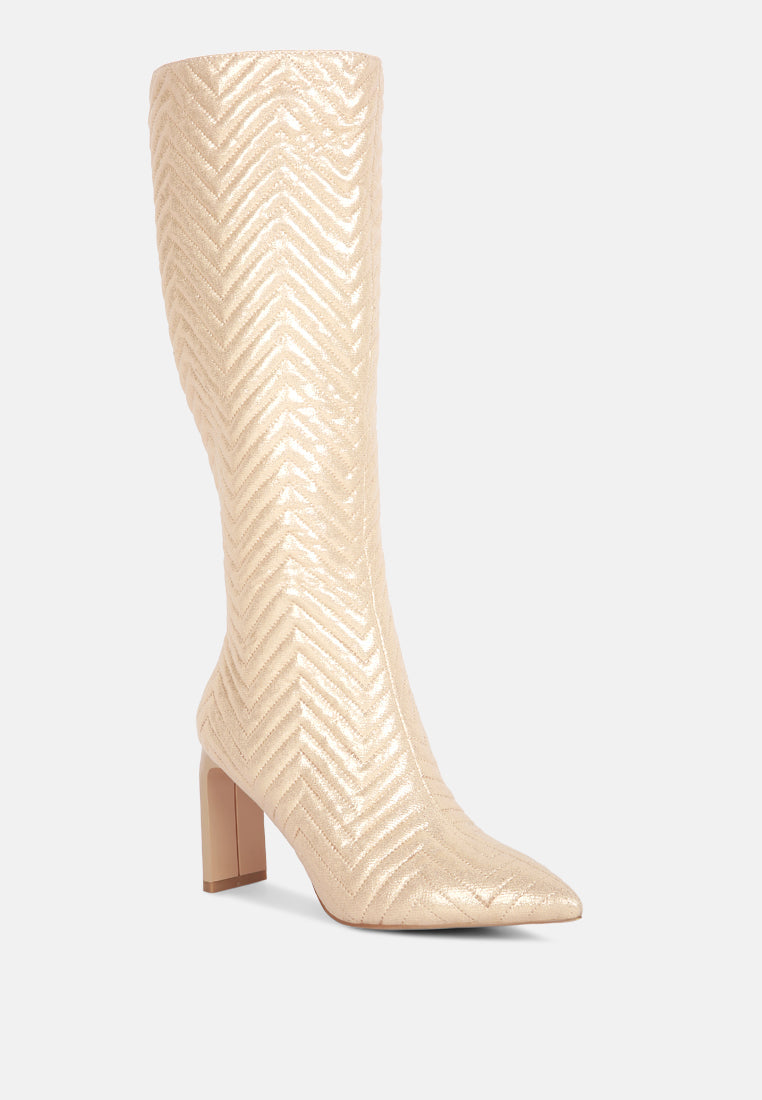 prinkles quilted italian block heel calf boots by London Rag