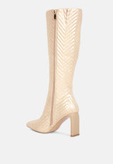 prinkles quilted italian block heel calf boots by London Rag