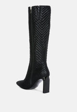 prinkles quilted italian block heel calf boots by London Rag