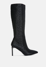 prinkles quilted italian block heel calf boots by London Rag