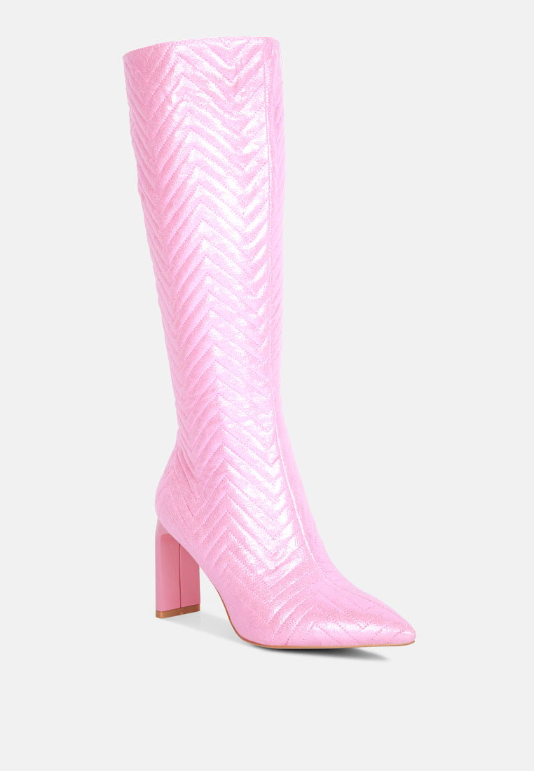 prinkles quilted italian block heel calf boots by London Rag