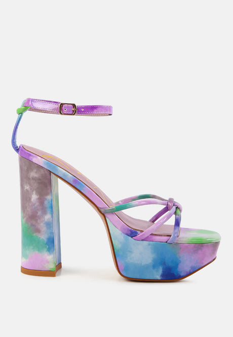 prisma tie-dye high platform heeled sandals by London Rag