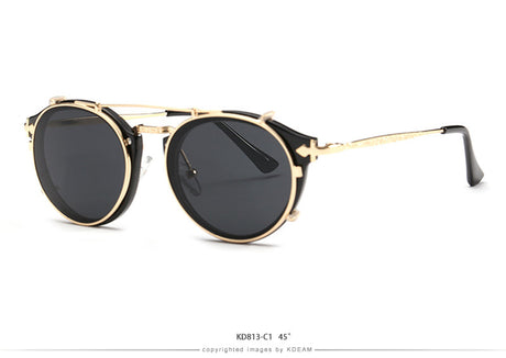 Land of Nostalgia & KDEAM Collaboration Clip On Unisex Round Sunglasses by Land of Nostalgia